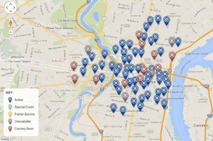 Indego's initial station map.  Click for live version.