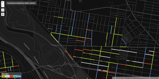 Permit blocks in Spring Garden and Fairmount