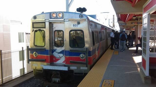 SEPTA Silverliner V #807 boarding at Temple University Station.